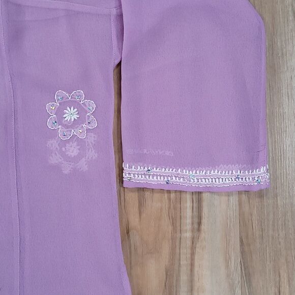 🔹️DKNY Jeans Lavender Sheer Tunic Cover-up/Blouse Small - Picture 6 of 12